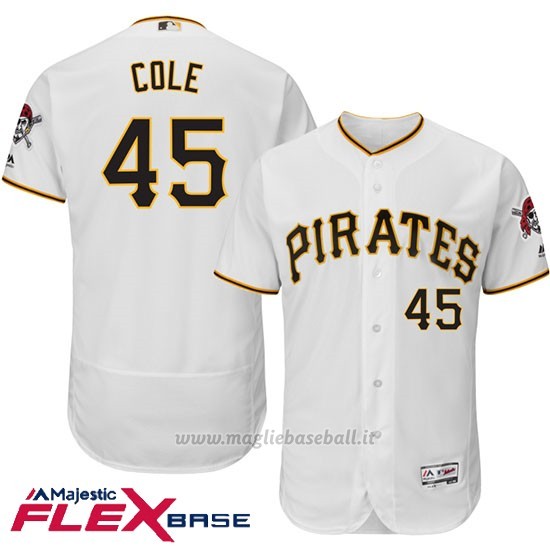 Maglia Baseball Uomo Pittsburgh Pirates Gerrit Cole Majestic Autentico Collezione Flex Base Bianco